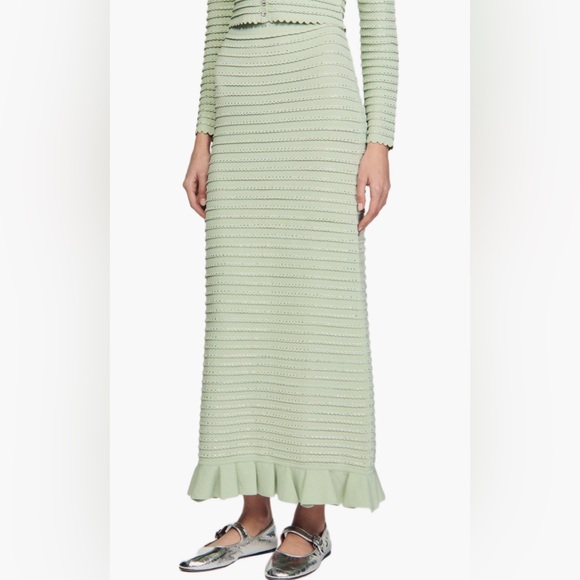 Sandro Rhinestone Green Cardigan & Skirt Set - Picture 3 of 6